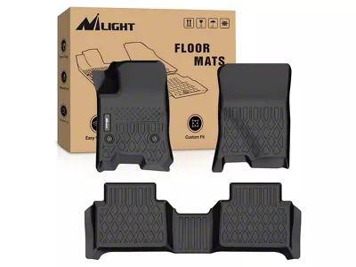 Nilight PVC Front and Rear Floor Mats; Black (Universal; Some Adaptation May Be Required)