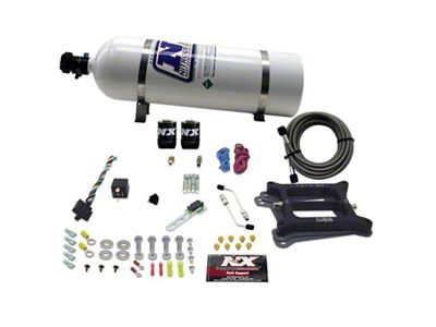 Nitrous Express 4150 4-BBL/Gasoline Nitrous Kit 100-500HP w/15lb Bottle - 50040-15