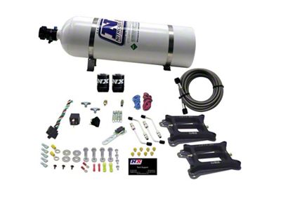 Nitrous Express Dual/4150/Gasoline Nitrous Kit 50-300HP w/15lb Bottle - 30240-15