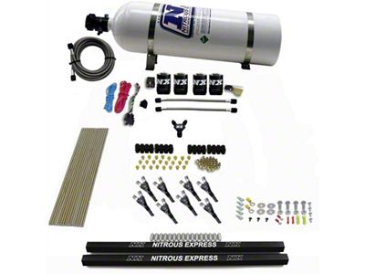 Nitrous Express Pro-Shk/Gas 4 Solenoids Nitrous Kit 200-600HP w/Rails and - 91006-15