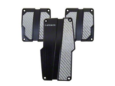 NRG Innovations Brushed Aluminum Sport Pedal M/T - Black w/Silver Carbon - PDL-100BK