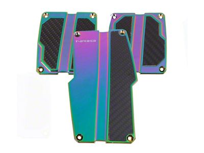 NRG Innovations Brushed Aluminum Sport Pedal M/T - Neochrome w/Black Carbon - PDL-100MC