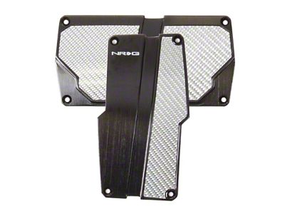 NRG Innovations Brushed Aluminum Sport Pedal A/T - Black w/Silver Carbon - PDL-150BK