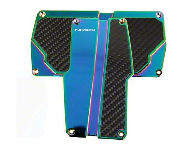 NRG Innovations Brushed Aluminum Sport Pedal A/T - Silver w/Black Carbon - PDL-150MC
