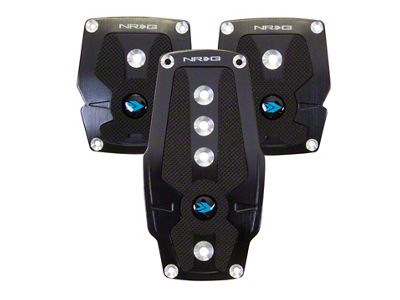 NRG Innovations Brushed Aluminum Sport Pedal M/T - Black w/Black Rubber - PDL-200BK
