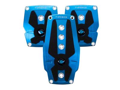 NRG Innovations Brushed Aluminum Sport Pedal M/T - Blue w/Black Rubber - PDL-200BL