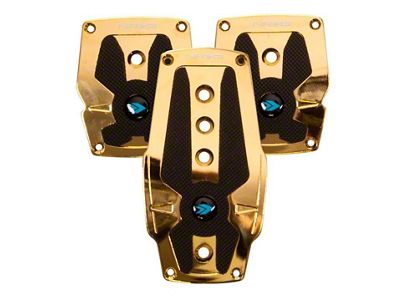 NRG Innovations Aluminum Sport Pedal M/T - Chrome Gold w/Black Rubber - PDL-200CG