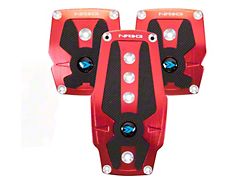NRG Innovations Brushed Aluminum Sport Pedal M/T - Red w/Black Rubber - PDL-200RD