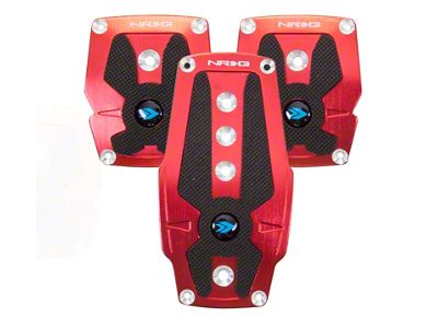 NRG Innovations Brushed Aluminum Sport Pedal M/T - Red w/Black Rubber - PDL-200RD