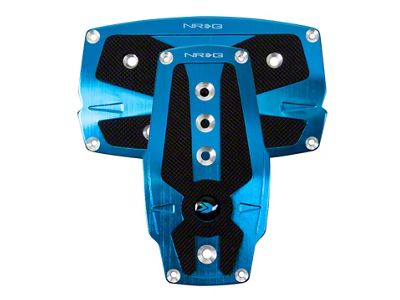 NRG Innovations Brushed Aluminum Sport Pedal A/T - Blue w/Black Rubber - PDL-250BL