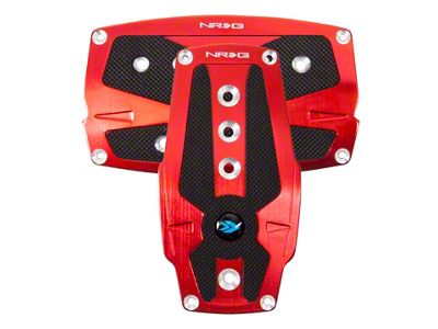NRG Innovations Brushed Aluminum Sport Pedal A/T - Red w/Black Rubber - PDL-250RD