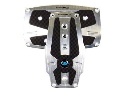 NRG Innovations Brushed Aluminum Sport Pedal A/T - Silver w/Black Rubber - PDL-250SL
