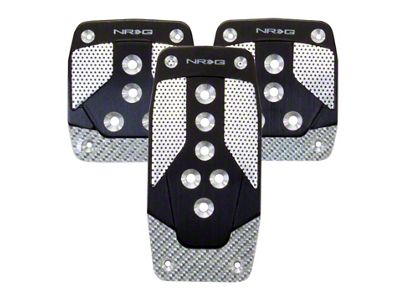 NRG Innovations Aluminum Sport Pedal M/T - Black w/Silver Carbon - PDL-400BK
