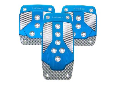 NRG Innovations Aluminum Sport Pedal M/T - Blue w/Silver Carbon - PDL-400BL