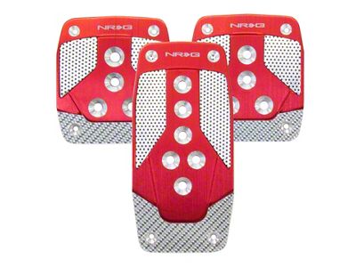 NRG Innovations Aluminum Sport Pedal M/T - Red w/Silver Carbon - PDL-400RD