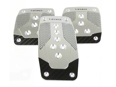 NRG Innovations Aluminum Sport Pedal M/T - Silver w/Black Carbon - PDL-400SL