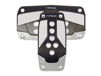 NRG Innovations Aluminum Sport Pedal A/T - Black w/Silver Carbon - PDL-450BK