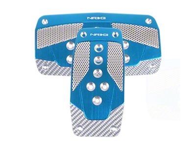 NRG Innovations Aluminum Sport Pedal A/T - Blue w/Silver Carbon - PDL-450BL