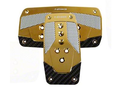 NRG Innovations Aluminum Sport Pedal A/T - Red w/Chrome Gold Carbon - PDL-450CG
