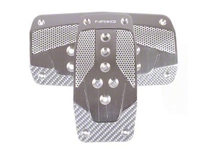 NRG Innovations Aluminum Sport Pedal A/T - Gunmetal w/Silver Carbon - PDL-450GM