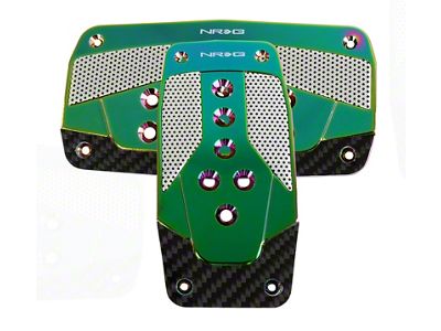 NRG Innovations Aluminum Sport Pedal A/T - Silver w/Neochrome Carbon - PDL-450MC