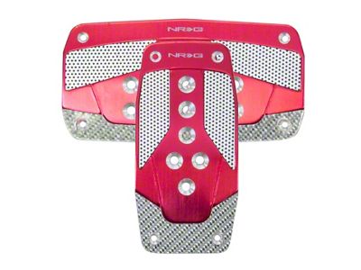 NRG Innovations Aluminum Sport Pedal A/T - Red w/Silver Carbon - PDL-450RD