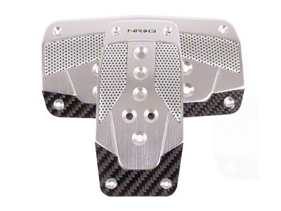 NRG Innovations Aluminum Sport Pedal A/T - Silver w/Black Carbon - PDL-450SL