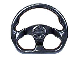 NRG Innovations Flat Bottom 320mm Carbon Fiber Steering Wheel; Gloss Carbon Fiber (Universal; Some Adaptation May Be Required)
