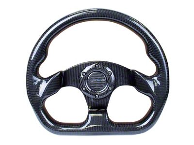 NRG Innovations Flat Bottom 320mm Carbon Fiber Steering Wheel; Gloss Carbon Fiber (Universal; Some Adaptation May Be Required)