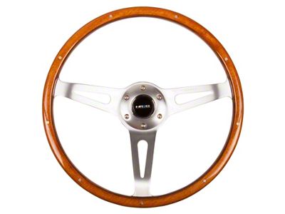 NRG Innovations Classic Wood Grain Steering Wheel 365mm Wood w/Metal Accents - ST-065