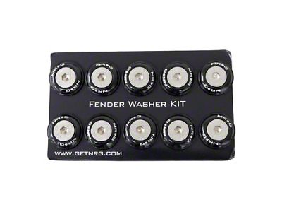 NRG Innovations Fender Washer Kit w/Rivets For Plastic Black - Set - FW-100BK
