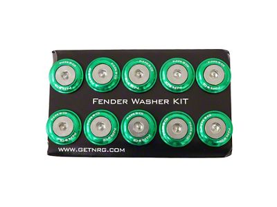 NRG Innovations Fender Washer Kit w/Rivets For Plastic Green - Set - FW-100GN