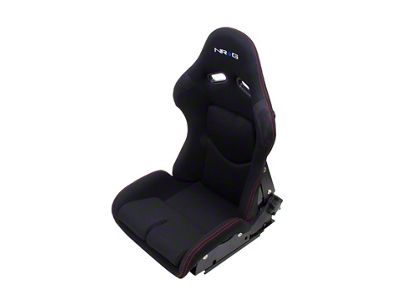 NRG Innovations FRP Bucket Seat - Reclinable Black Cloth w/Red Stiting - RSC-400BK