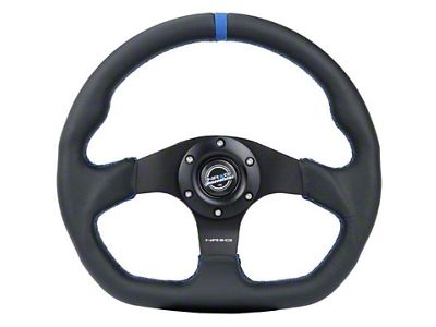 NRG Innovations Reinforced Steering Wheel 320mm Sport Leather Flat Bottom w/ - RST-024MB-R-BL