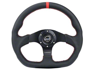 NRG Innovations Reinforced Steering Wheel 320mm Sport Leather Flat Bottom w/ - RST-024MB-R-RD