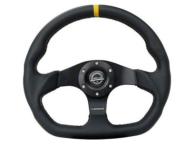 NRG Innovations Reinforced Steering Wheel 320mm Sport Leather Flat Bottom w/ - RST-024MB-R-Y