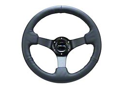 NRG Innovations 330mm 3-Inch Deep Dish Steering Wheel; Black Leather (Universal; Some Adaptation May Be Required)