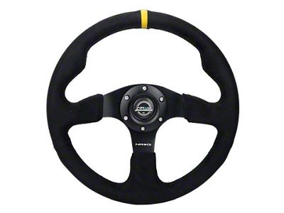NRG Innovations Reinforced Steering Wheel 350mm/ 3in. Deep Alcantara w/ Yellow - RST-012SA-Y