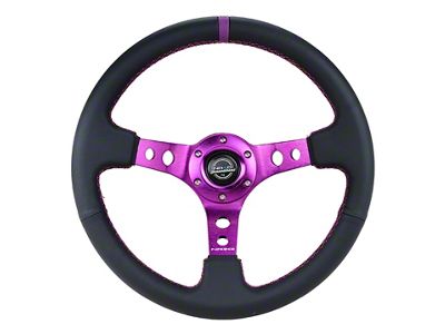 NRG Innovations Reinforced Steering Wheel 350mm / 3in. Deep Black Leather - RST-006PP