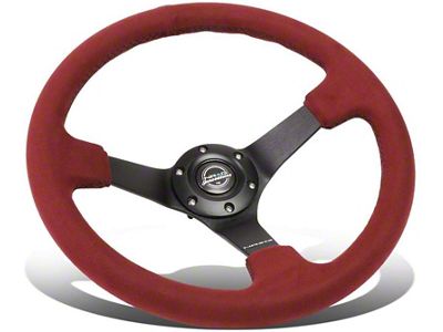 NRG Innovations Reinforced Steering Wheel 350mm/ 3in. Deep Black Spoke/ Burgundy - RST-036MB-BUA