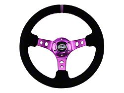 NRG Innovations Reinforced Steering Wheel 350mm / 3in. Deep Black Suede - RST-006S-PP