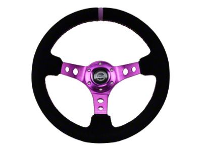 NRG Innovations Reinforced Steering Wheel 350mm / 3in. Deep Black Suede - RST-006S-PP