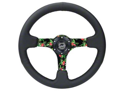 NRG Innovations Reinforced Steering Wheel 350mm/ 3in. Deep Matte Black Spoke/Black - RST-036TROP-R