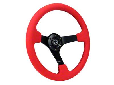 NRG Innovations Reinforced Steering Wheel 350mm/3in. Deep Matte Black Spoke/ Red - RST-036MB-REA