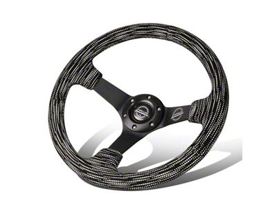 NRG Innovations 350mm 3-Inch Deep Dish Steering Wheel; Hydro Drive Pattern with Black Stitching (Universal; Some Adaptation May Be Required)