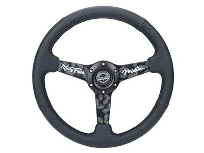 NRG Innovations Sport Steering Wheel 350mm/ 1.5in. Deep Black Etched Spokes/ - RST-037MB-MF