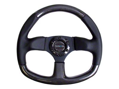 NRG Innovations Carbon Fiber Steering Wheel 320mm Flat Bottom & Leather - ST-009CFBS