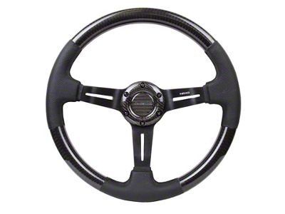 NRG Innovations Carbon Fiber Steering Wheel 350mm / 1.5in. Deep Leather - ST-010CFBS