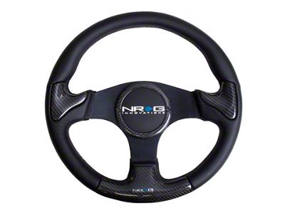 NRG Innovations Carbon Fiber Steering Wheel 350mm Blk Frame Blk Stitching - ST-014CFBK