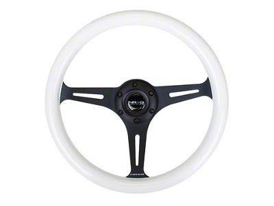 NRG Innovations Classic Wood Grain Steering Wheel 350mm Glow-N-The-Dark Green Grip - ST-015BK-GL